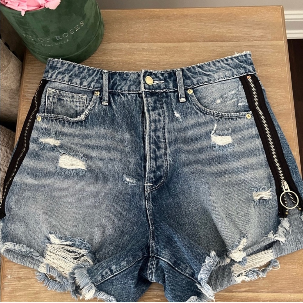 Good American denim zipper shorts